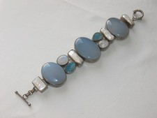 JUGENDSTIL XXL Silber ARMBAND OPAL Mondstein ACHAT Perle HANDARBEIT 56 gr.