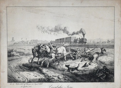 Eisenbahn scene litho - litho, nach