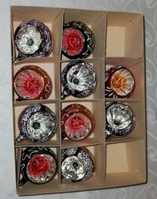 Alter Christbaumschmuck 10 Reflexkugeln Weihnachten Kugel Lauscha bunt Halbkugel