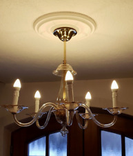 Murano Kronleuchter zart bernsteinfarben 5-armig, Kerzenleuchter, Metallpendel