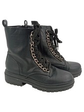 BELLUCCI Combat Boots Damen Stiefelette mit Kette Schwarz Gr. 39