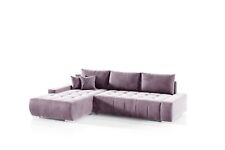 Ecksofa Sofa mit Schlaffunktion VOGAR Stoff Monolith Lila Ottomane Links