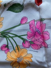 LEONARD Paris Luxus Vintage 90x90 Seidentuch Handrolliert Kirsche Neuwertig!