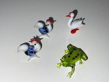 alte Glasfiguren, 4-tlg., DDR,  Lauscha, mundgeblasen, Frosch usw.