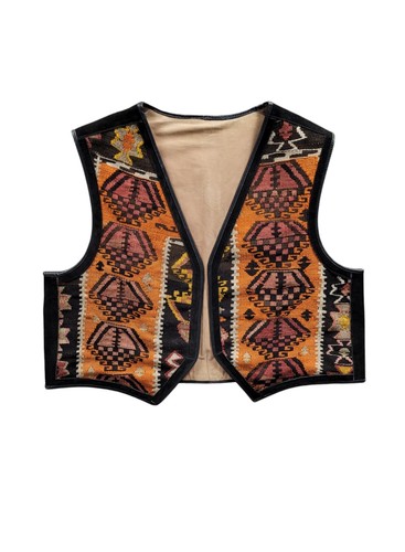 Vintage leather vest navajo - leather,