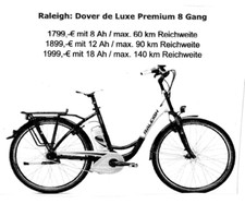 ELEKTROFAHRRAD RALEIGH DOVER DE LUXE PREMIUM 8 GANG