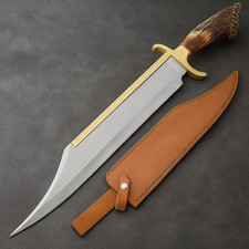 Handgemachtes Jagdmesser Bowie Messer| Griff echtem Hirschhorn & Lederscheide