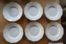 6 x Suppenteller Teller Art Deco K&A Krautheim weiß mit gold Perlrand ⌀ 25 cm