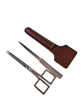 Orginal Lerche Solingen Brieföffner und Schere im Leder Etui Vintage braun top ✅