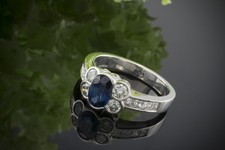 Saphir Ring Beeindruckend in 950er Platin mit Brillanten Carré Diamanten Schmuck