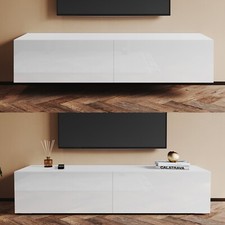 TV Lowboard Fernsehschrank Hängend/Stehend Schrank Sideboard Weiß Hochglanz 140