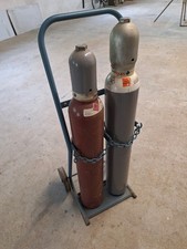 Gasflaschenwagen mit  Acetylen + Sauerstoff - 10 Liter, gefüllt, gebraucht
