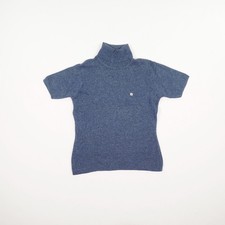 HAMMERSCHMID Damen Trachten Pullover Gr. M blau meliert Rollkragen Kurzarm Pulli