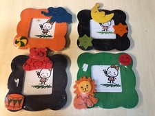 Holz Kinder Bilderrahmen 4 Stück als Set ca 12 x 12 cm, Bild ca 6 x 6 cm