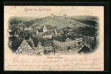 Esslingen, Markt mit Burg, Ansichtskarte 1899 