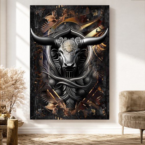 Leinwand bild stierkopf - bild, 3d