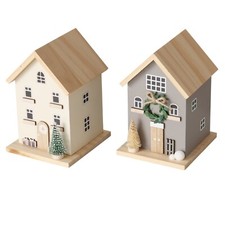 2 STK Deko Häuser SET weiß