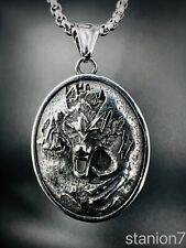 Nordic Tier Wolf Fenrir Wikinger Anhänger Edelstahl Halskette Schmuck Biker 359B