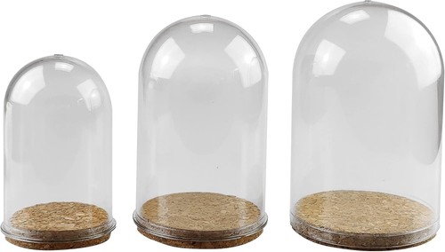 Acryl glocke mit korkboden - 3x,