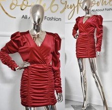 Velours Rot Samt Kleid V-