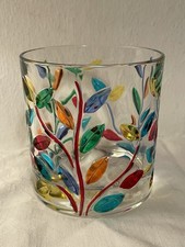 Murano Trinkglas Blätter Ranken bunt handbemalt Zecchin Venedig aus Nachlass