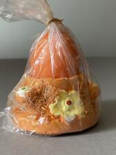 OSTERN Kerze Eierbecher Gips orange bemalt mit Eierkerze Dekoration VINTAGE