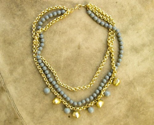 Collier reihig perlen grau - collier,