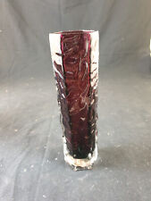 Vintage Glasvase, Tajima Japan, auberginefarbenes strukturiertes Glas