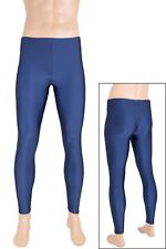 Herren Leggings Marine elastisch stretch shiny hauteng lange Sporthose Glanz