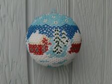 Kugel, Winterlandschaft, Dänische Perlenstickerei, Stenboden