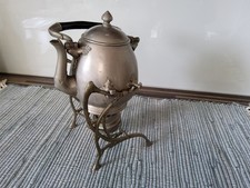Antike Metall Teekanne mit Stövchen, Richaud  mit Brenner RARITÄT