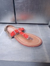 Edle MARCO TOZZI Sandalen Gr 38 koralle rot Strass Sandaleten Zehentrenner #S851