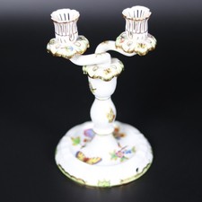 Herend Porzellan Queen Victoria Bouquet Kerzenständer 2 Arme 1. Wahl Restauriert