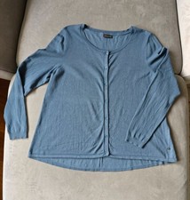 Cardigan Strickjacke ausgestellt Gr. 44 grau-blau Baumwolle