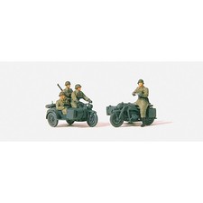 Preiser 72538 Kradschützen aufgesessen Zündapp KS 750 Figuren Bausatz 1:72 NEU