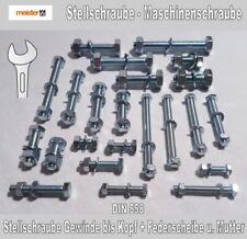 Sechskantschrauben, Maschinenschrauben, Stellschraube m. Federring u. Mutter