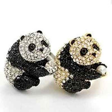Süßer "Panda hält Diamant" Ring Bär Pandaring Pandabär Strass schwarz 2 Farben