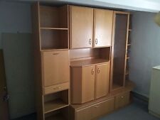 Schrankwand - Wohnwand Eiche Hell massiv Vitrine TV-Schrank