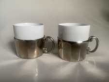 Vintage 2x Mokka Tasse Set Espresso Rosenthal Porzellan Metall