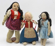 Alte handgenähte Puppen Puppe Lumpenpuppen Rag Dolls 3x Vintage Stoffpuppe ~1940