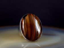 Ring Silber 925 Tigerauge extravagant massiv ab 18 mm verstellbar silver