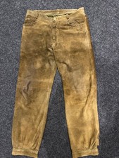 Trachtenlederhose lang ,Reh-braun , Wildleder,  bestickt / geprägt,Herren  52
