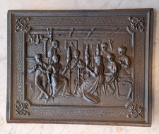 historische Bildplatte Gusseisen, vermutl. Pfeilhammer, Ofen, um 1870