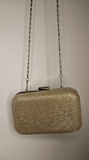 Bijou Brigitte goldene Umhängetasche/Clutch, Glitzer, Abnehmbarer Träger, Schick