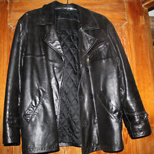 Mirpel Moda En Piel Made in Spain Leather Pea Coat Lederjacke Schwarz, 52-XL-L-M