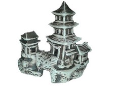 Aquarium Dekoration RebieBali Tempel  Weiß Kunststoff Süßwasser Terrarien