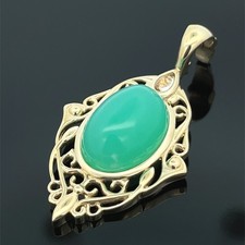 CLIP ANHÄNGER 375/- GG MIT CHRYSOPRAS, BK & RHEINGOLD  SOGNI D'ORO SCHMUCKJAGD