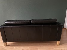 IKEA Landskrona 2er Sofa Schwarz Leder Holzbeine Gut Gepflegt Gebraucht