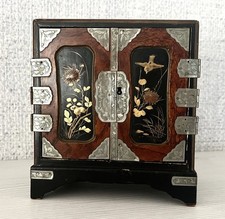 Lackkästchen, Komode, Lackmalerei, Antik, Japan 1900, Vögel,Blumen, Schubladen 