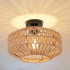 Vintage Deckenleuchte Rattan